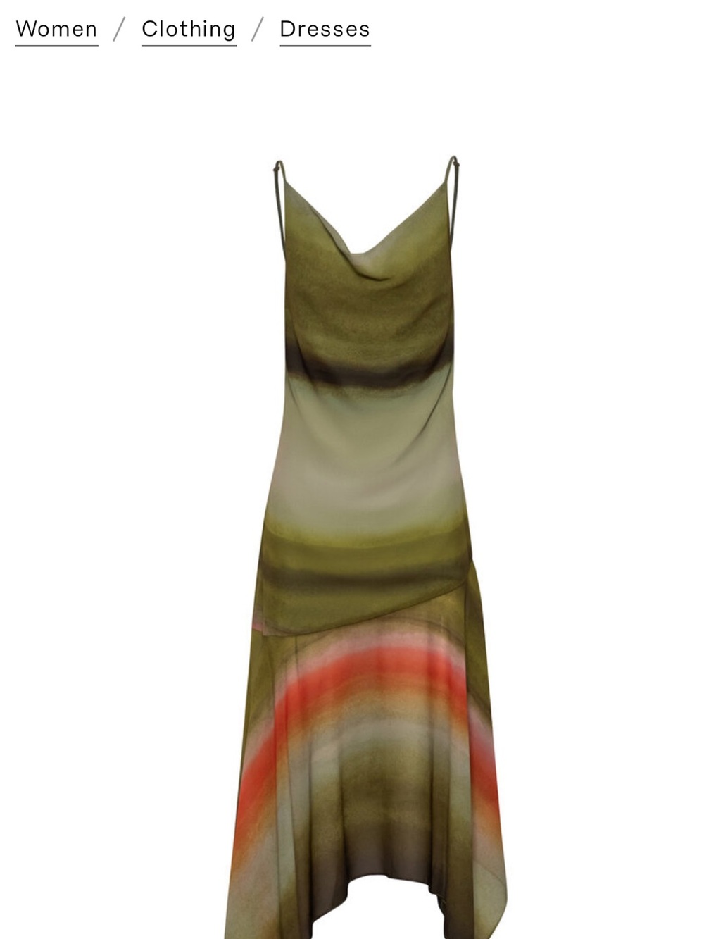 Baobab Collection Olive-to-Sage Gradient Slip Dress with Coral Band NWT